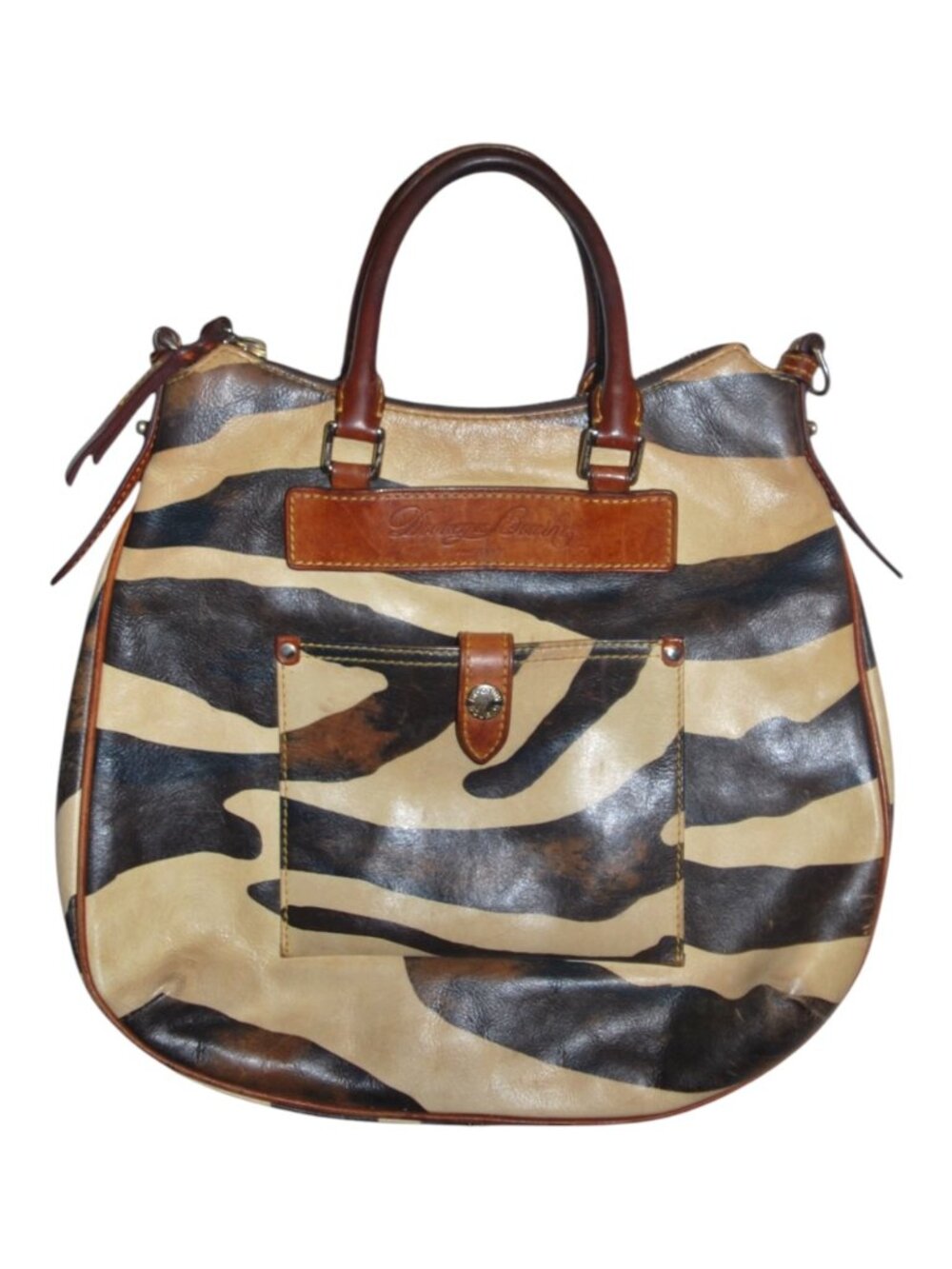 Rare Dooney & Bourke Florentine Vachetta Leather Zebra Shoulder Bag